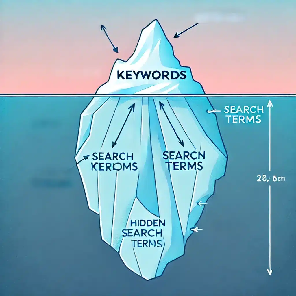 تأثير الجبل الجليدي - للكلمات الرئيسية في تحسين حملات الدفع لكل نقرة
