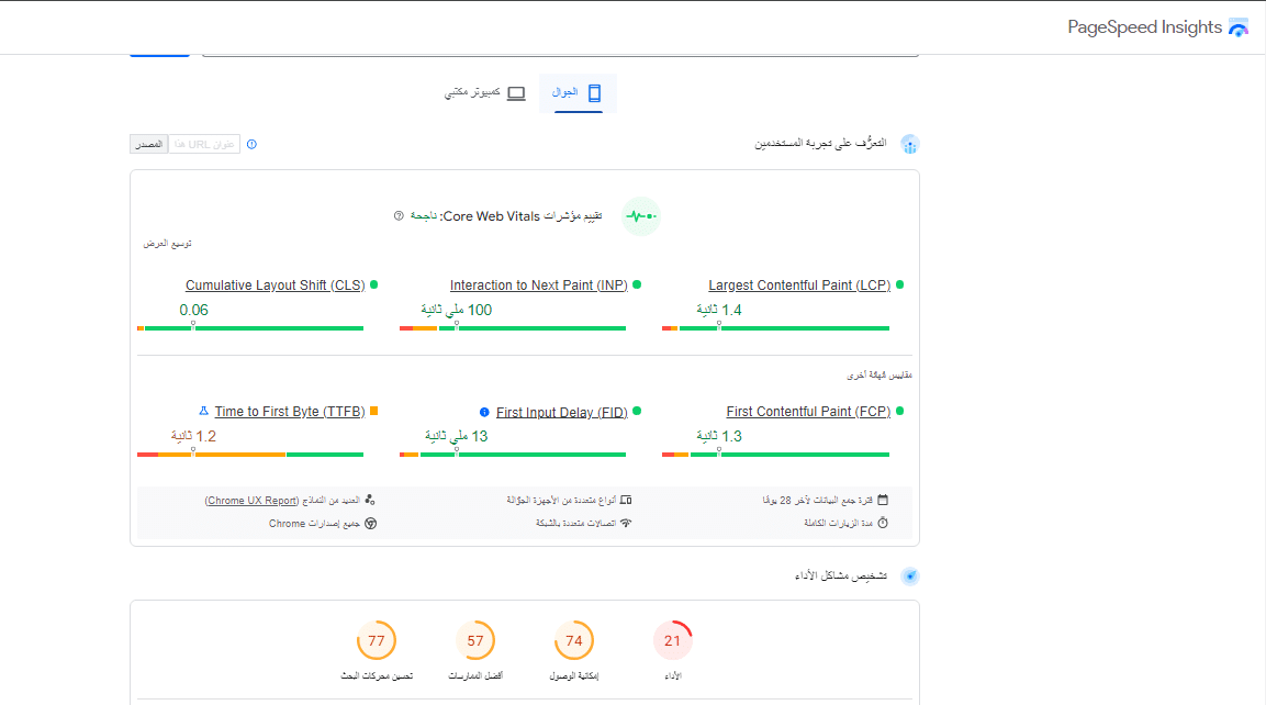 تقرير مناسبة الموقع للاجهزة المحمولة