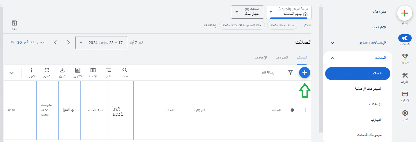 حملات جوجل الإعلانية انشاء حملة جديدة